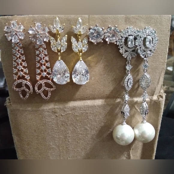 Jewelry - 4 pairs pierced Bridal/Prom earrings